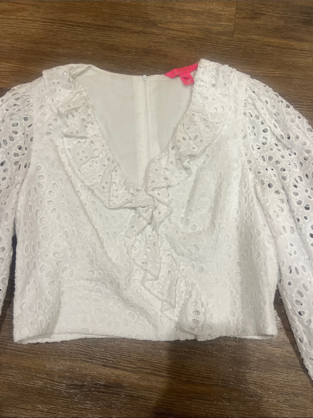 Lilly Pulitzer White Eyelet Ruffle V-Neck Blouse - Picture 2 of 6